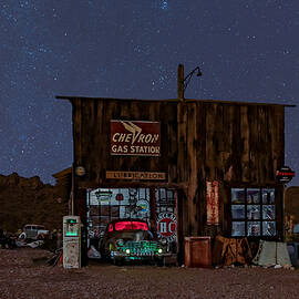 Chevron Gas Station Under The Stars by Susan Candelario