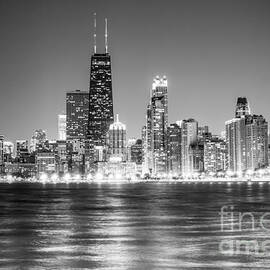 Chicago Lakefront Skyline Black and White Photo by Paul Velgos