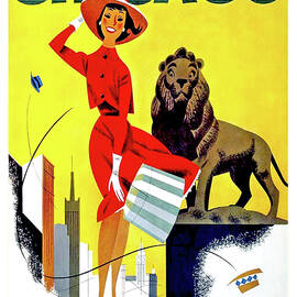 Chicago, lion, shopping woman by Long Shot