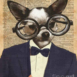 Chihuahua Hipster Dictionary Art by Anna W
