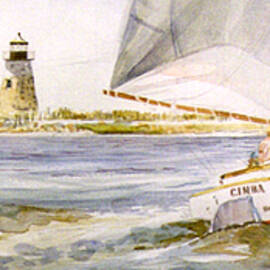 Cimba at Bird Island Light by P Anthony Visco