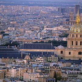 City buildings at sunset as seen from the Arc de Triomphe  including Les Invalides by Sami Sarkis Photography