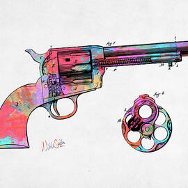 Colorful 1875 Colt Peacemaker Revolver Patent Minimal by Nikki Marie Smith