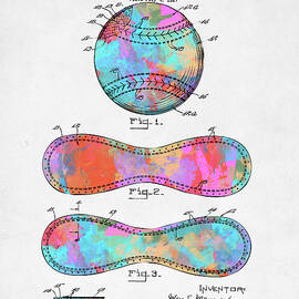 Colorful 1928 Baseball Patent Artwork by Nikki Marie Smith