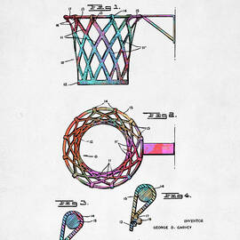 Colorful 1951 Basketball Net Patent Artwork by Nikki Marie Smith