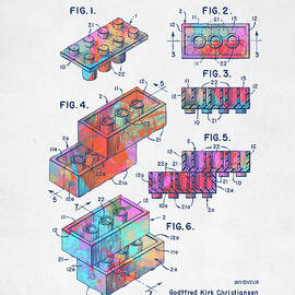 Colorful 1961 Toy Building Brick Patent Art by Nikki Marie Smith