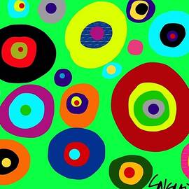 Colorful eyes in the green sky by Susan Fielder