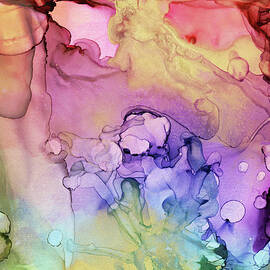 Colorful Ink Swirls with Gold Marble by Olga Shvartsur