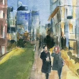 Couple Walking on the New York High Line by Beverly Brown