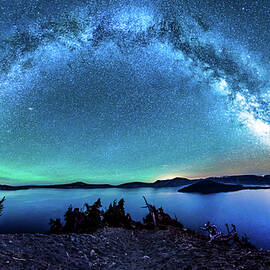 Crater Lake Milky Way Galaxy by Russell Wells