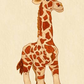 Cuddly Giraffe Watercolor by Angeles M Pomata