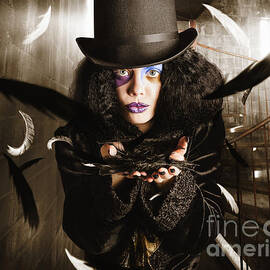 Dark fashion girl making magic and mystery wish by Jorgo Photography
