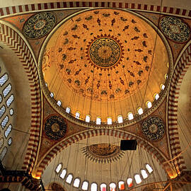 Decorated dome and windows inside the Suleymaniye Mosque in Istanbul by Sami Sarkis Photography