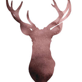 Deer antlers silhouette minimalist painting by Joanna Szmerdt