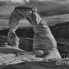Delicate Arch Black And White Sunset Shadow by Adam Jewell