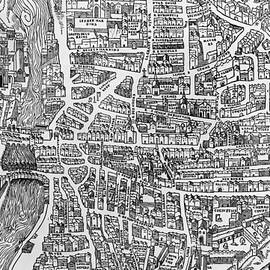 Detail from a map of Paris in the reign of Henri II showing the quartier des Ecoles by French School