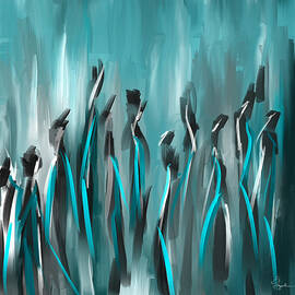 Differences - Turquoise Gray and Black Art by Lourry Legarde