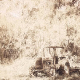 Digitally drawn vintage farm yard tractor  by Jorgo Photography
