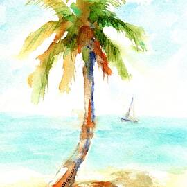Dreamy Tropical Beach Palm by Carlin Blahnik CarlinArtWatercolor
