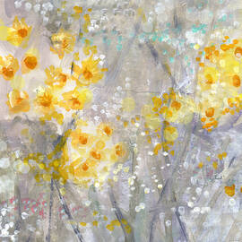 Dusty Miller- Abstract Floral Painting by Linda Woods