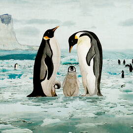 Emperor Penguin Family by Angeles M Pomata