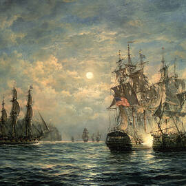 Engagement Between the 'Bonhomme Richard' and the ' Serapis' off Flamborough Head by Richard Willis