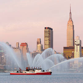Fire Boat and Manhattan Skyline I by Clarence Holmes