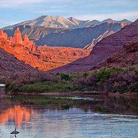 Fisher Towers Sunset Reflection by Dan Norris