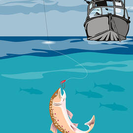 Fisherman on boat trout  by Aloysius Patrimonio