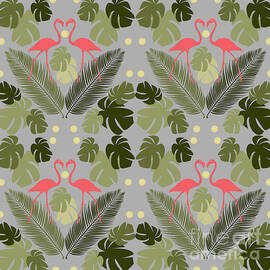 Flamingo and Palms by Claire Huntley