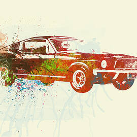 Ford Mustang Watercolor by Naxart Studio