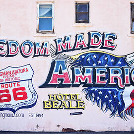 Freedom Made America - mural art on route 66 by Tatiana Travelways