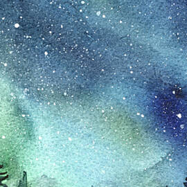 Galaxy Watercolor Aurora Painting by Olga Shvartsur