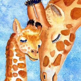 Giraffe Baby and Mother by Carlin Blahnik CarlinArtWatercolor