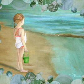 Girl With Marine Shells Frame by Angeles M Pomata