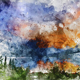 Glacier National Park - Watercolor 05 by AM FineArtPrints