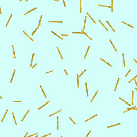 Glitter confetti on aqua gold pick up sticks pattern by Tina Lavoie