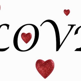 Glittery heart shapes and Love word by Sami Sarkis Photography