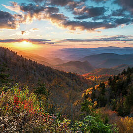 Great Smoky Mountains National Park NC Scenic Autumn Sunset Landscape by Dave Allen