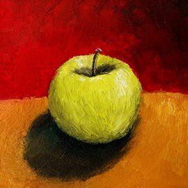 Green Apple with Red and Gold by Michelle Calkins