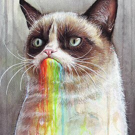 Grumpy Cat Tastes the Rainbow by Olga Shvartsur