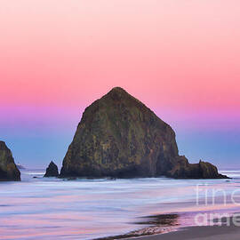 Haystack Rock at dawn by Bruce Block