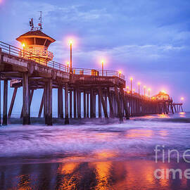 Huntington Pier Morning Storm Clouds by Paul Velgos