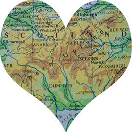 I Love Scotland Heart Map by Georgia Clare