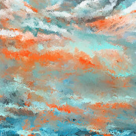 Infused Energy- Turquoise And Orange Art by Lourry Legarde