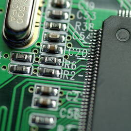 Integrated circuit on a computer USB board by Sami Sarkis Photography