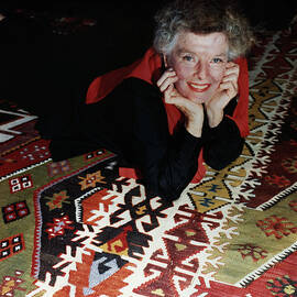 Katharine Hepburn Lying On Rug by Horst P Horst
