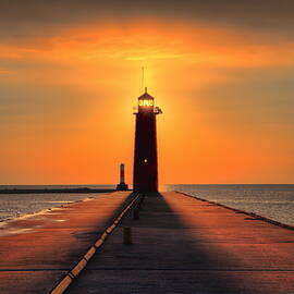 Kenosha Lighthouse Shining Light by Dale Kauzlaric