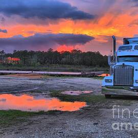 Kenworth Truck At Sunset by Adam Jewell