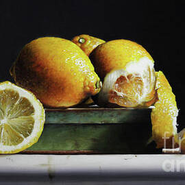 lemons on a tin by Lawrence Preston